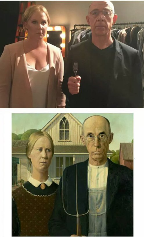 American Gothic | Grant Wood - Amy Schumer and JK Simmons